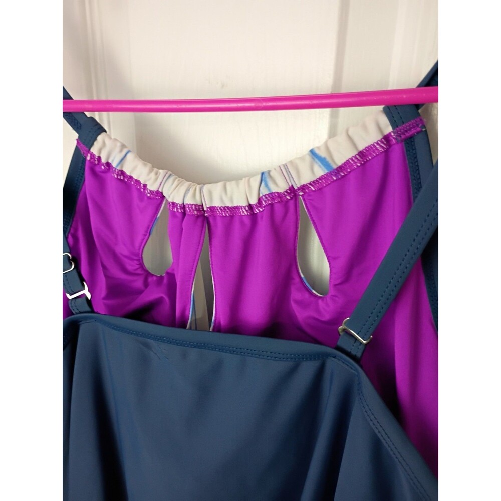 Free Country Woman XXL(18) Halter Tankini Runched Ombre Tie Dyed Swimwear - Picture 5 of 9